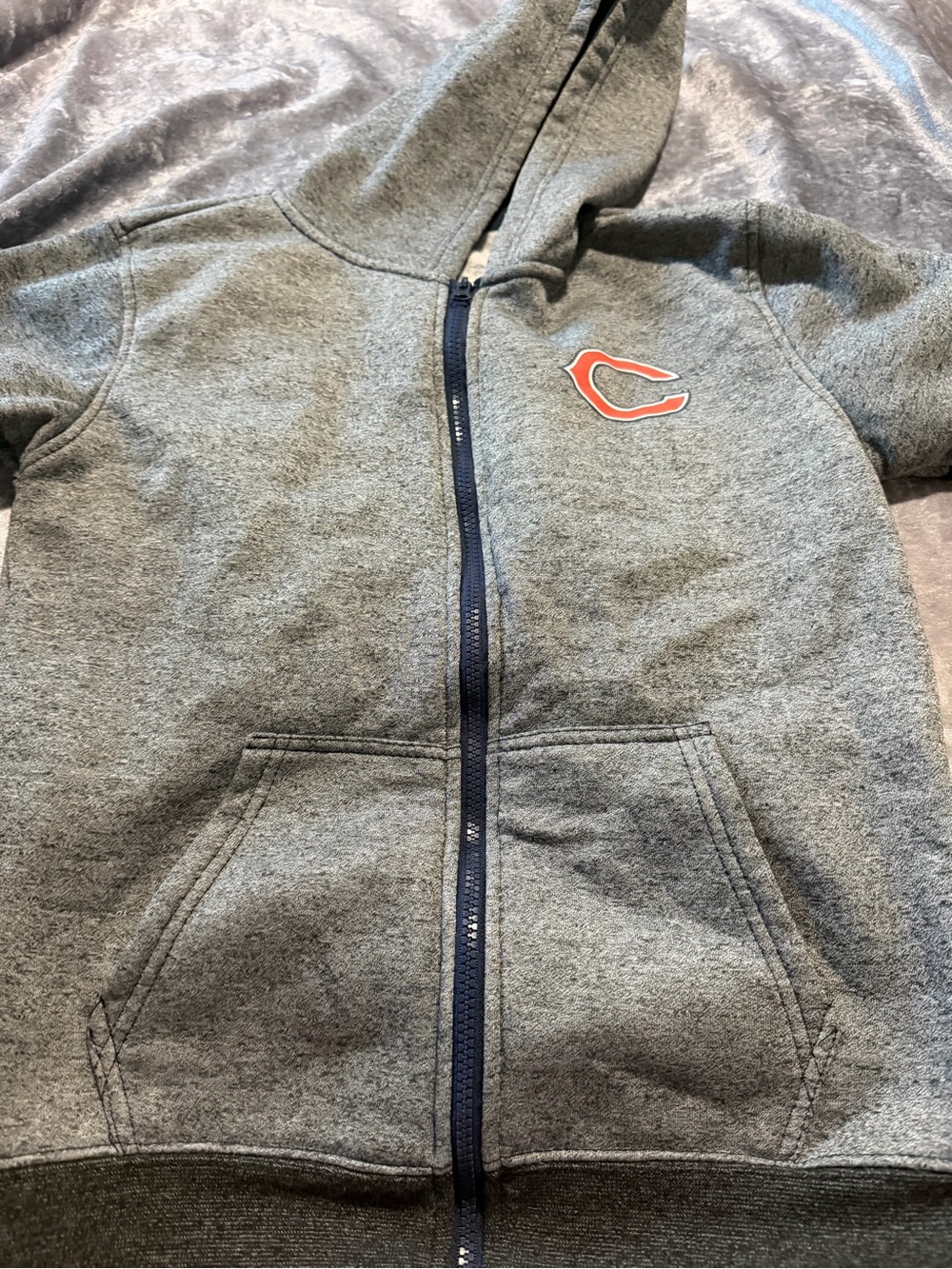 Kids Gray Full-Zip Hoodie with Team 'C' Chest Patch